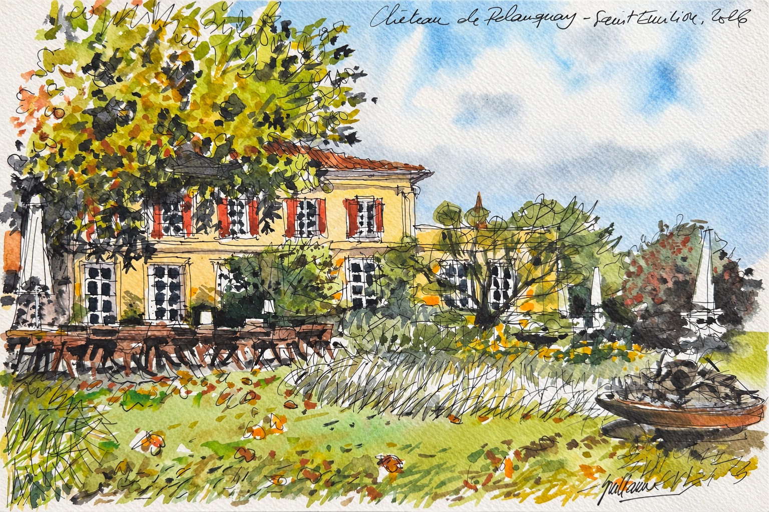 Aquarelle du Château du Palanquey